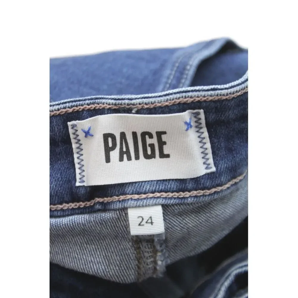 Paige Women Wide-Leg High-Rise Jeans Blue Cotton Button Size 24